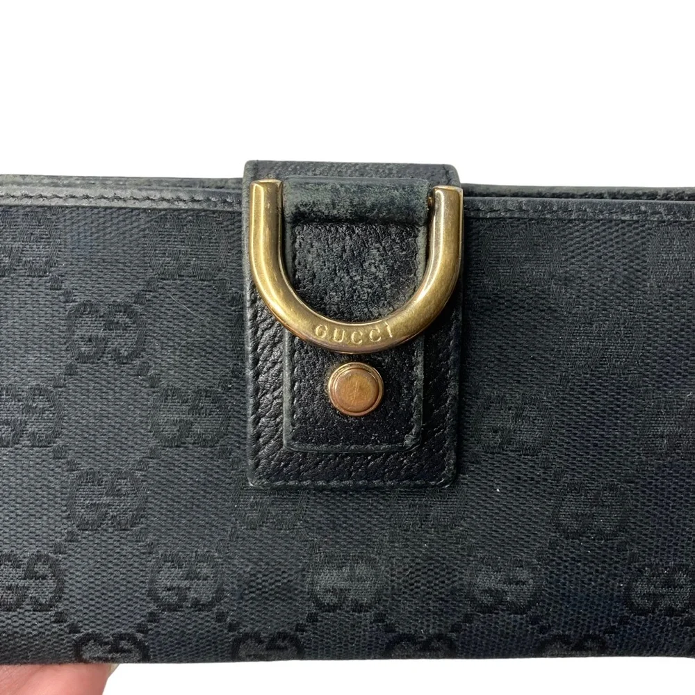 Authentic GUCCI Black Canvas & Leather Guccisima Monogram Long Carryall Wallet_4